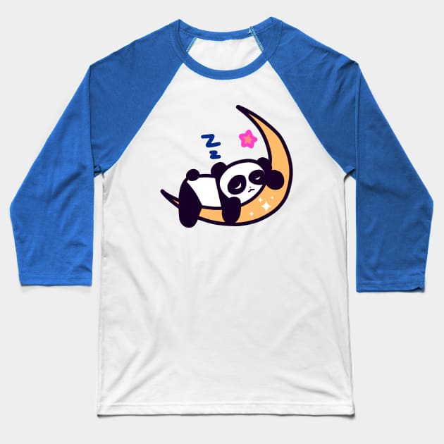 Kawaii Moon Panda Baseball T-Shirt by saradaboru